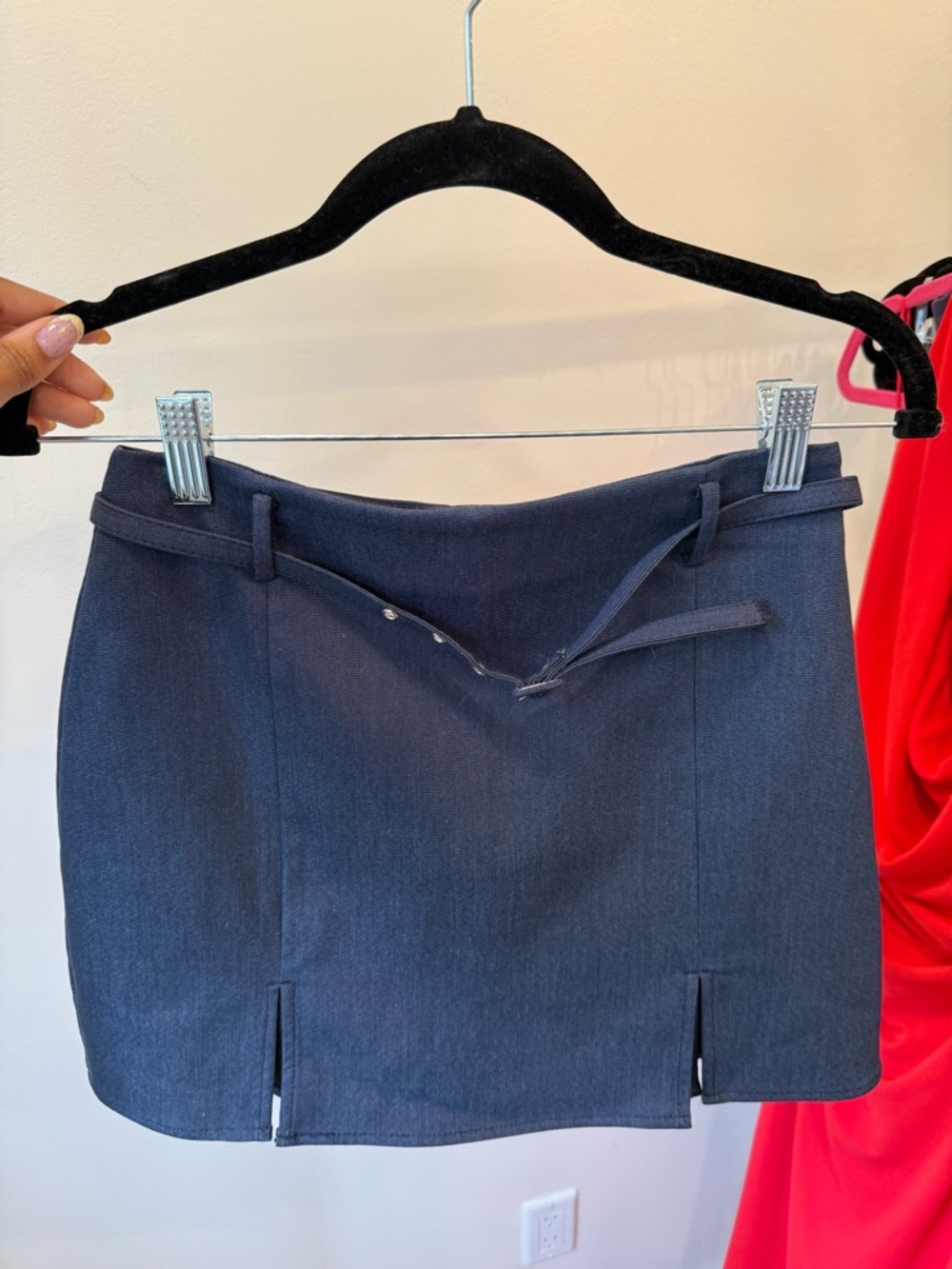NWT Zara Women’s Belted Slit Front Mini Skort in Dark Indigo Blue Size Small - Picture 4 of 7